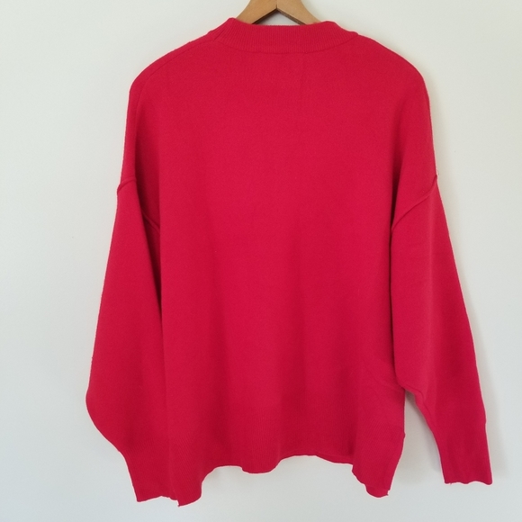 Zara Red Dolman Sleeve Cozy Pullover Oversized Sweater Size Small - Picture 8 of 8